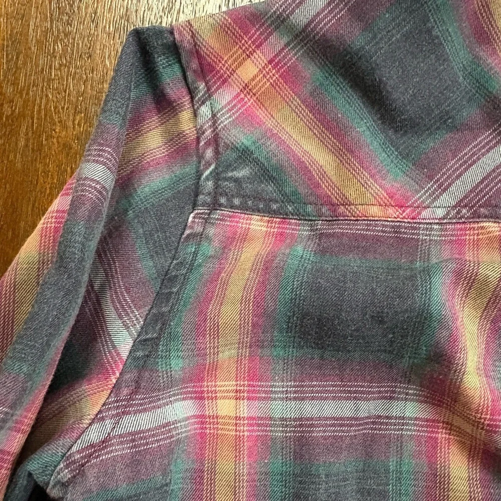 RAILS Hudson Navy Pink Jade Plaid Cloudwash LS Shirt Girls Size 12